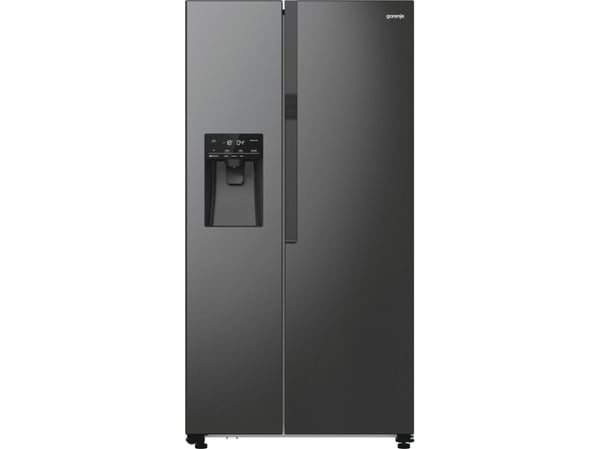 Gorenje NRR9185ESBXL, Frittstående, Amerikansk dør, Svart, Rustfritt stål, 2 dører, LED, På dør