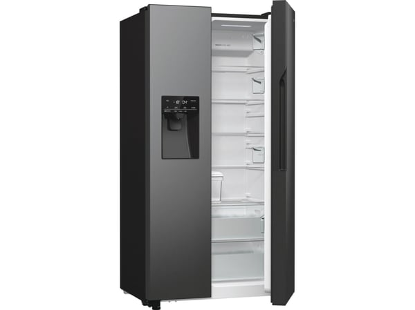 Gorenje NRR9185ESBXL, Frittstående, Amerikansk dør, Svart, Rustfritt stål, 2 dører, LED, På dør