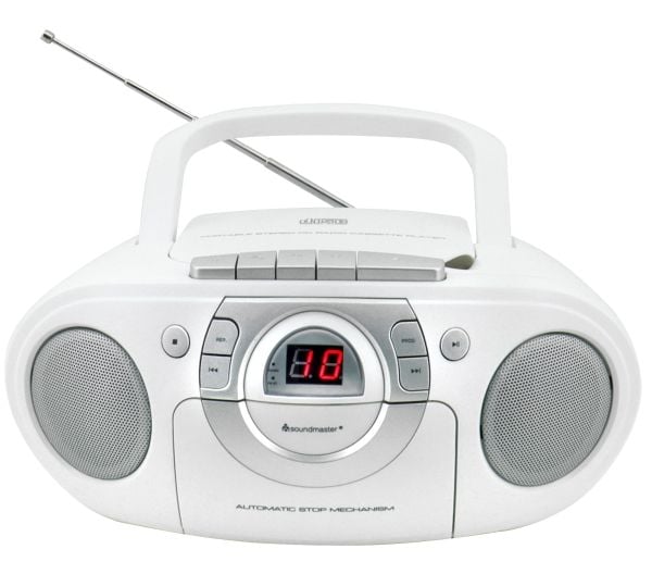 Soundmaster SCD5100WE, Spiller, CD, CD-R, CD-RW, Hvit, Knapper, 3,5 mm, AC / batteri