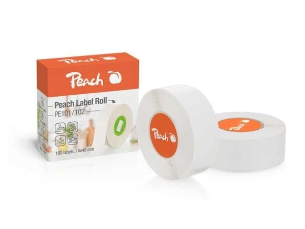 Peach PE101, Hvit, Direkte Termisk, Bisfenol A (BPA), 1,4 cm, 4 cm, 180 stykker