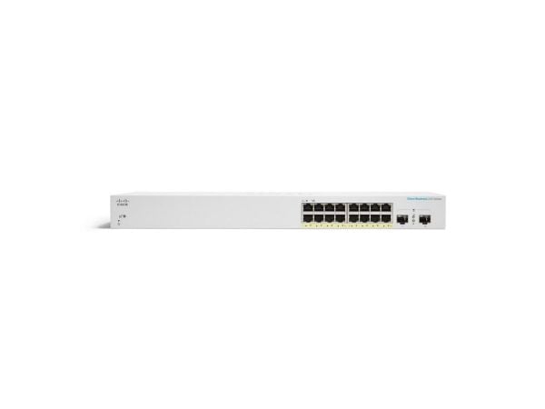Cisco Business 220 Series CBS220-16T-2G - Switch - smart - 16 x 10/100/1000 + 2 x Gigabit SFP (opplink) - rackmonterbar - gjenfabrikert