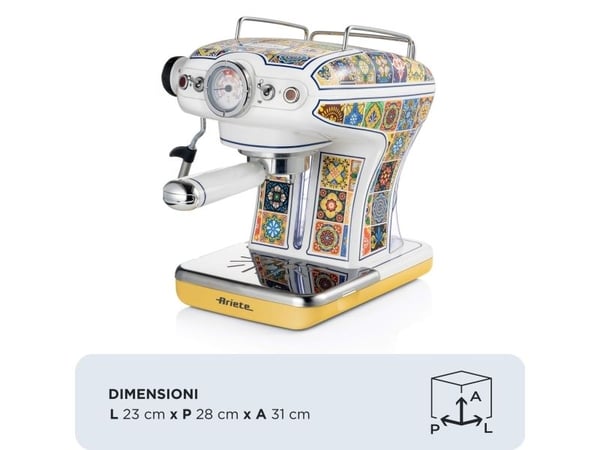 Ariete 1389/1P, Espressokone, 0,9 L, Jauhettu kahvi, Kahvinappi, 850 W, Sininen, Keltainen