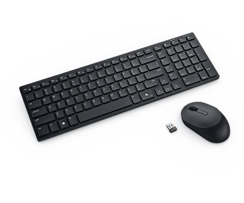DELL KM555, Langaton, RF Wireless + Bluetooth, Plunger key switch, QWERTY, musta, Sisältää hiiren