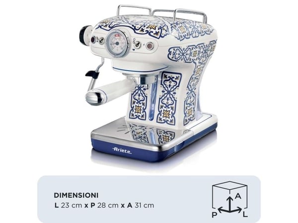 Ariete 1389/1C, Espressomaskin, 0,9 l, Malt kaffe, Kaffe pute, 850 W, Hvit, Lyseblå