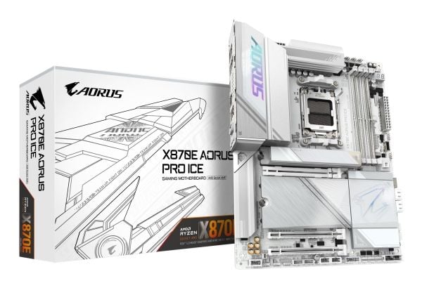 AORUS X870E PRO ICE - Hovedkort - ATX - Socket AM5 - AMD X870E Chipset - USB-C 3.2 Gen 2x2, USB4, USB 3.2 Gen 1, USB 3.2 Gen 2 - 2.5 Gigabit LAN, B...