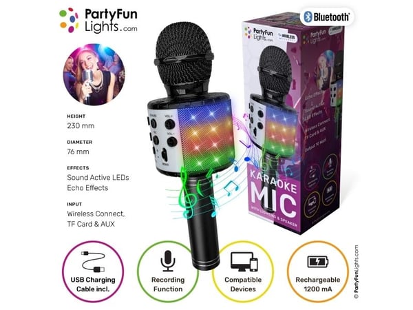 Karaokemikrofon med høyttaler - svart