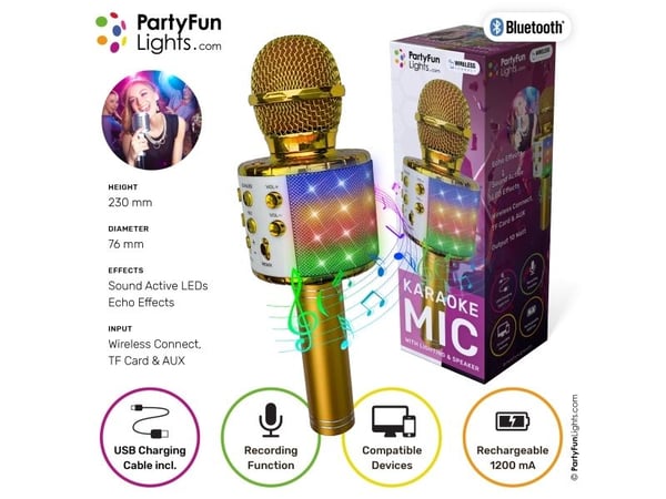 MUSIC Lightning karaoke mic party speaker gold 1200mA electroplate version