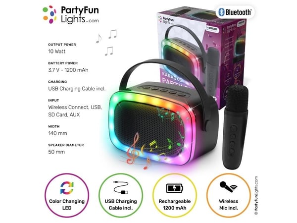 Mini karaokekaiutin langattomalla mikrofonilla varustettuna