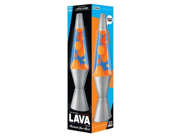 Lava®-lampe oransje/blå, sølvbase 37 cm