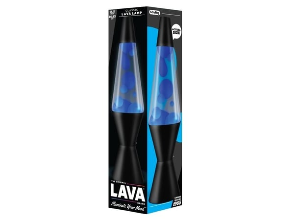 Usortert Lava®-lampe blå/gjennomsiktig svart fot 37 cm