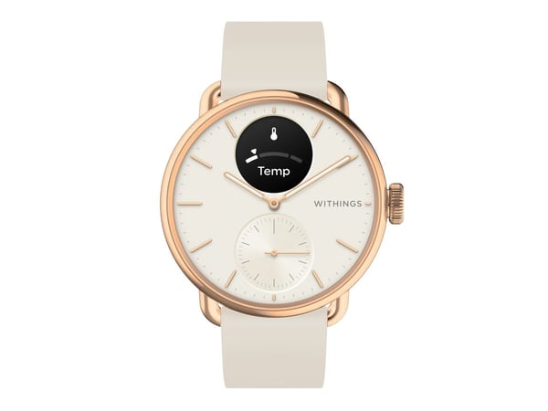 Withings ScanWatch 2 - 38 mm - rustfritt stål - hybridsmartur med bånd - fluorelastomer - håndleddstørrelse: 146-211 mm - monokrom - Bluetooth - 34...
