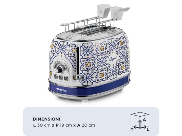 Ariete 0155/0C, 2 skiver, Hvit, Lyseblå, Metall, 810 W, 220-240 V, 50/60 Hz