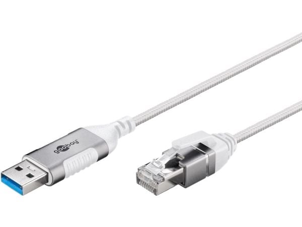 Goobay 74383, USB 3.0 type A, RJ45, 10 m, Valkoinen