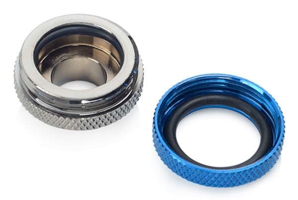 Bitspower Multi-Link adaptertilkobling rett G1/4 tommer AG til 16 mm OD hardt rør - blank svart/blått