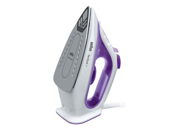 Braun TexStyle 1 SI 1080, Tørr & dampstrykejern, Keramisk strykesåle, 1,9 m, 130 g/min, Sort, Lilla, 0,22 l