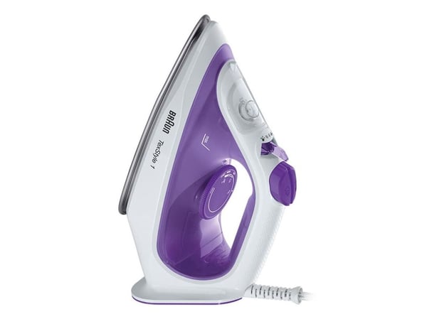 Braun TexStyle 1 SI 1080, Tørr & dampstrykejern, Keramisk strykesåle, 1,9 m, 130 g/min, Sort, Lilla, 0,22 l