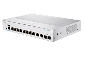 Cisco Business 350 Series 350-8T-E-2G - Switch - L3 - Administrerad - 8 x 10/100/1000 + 2 x kombination Gigabit Ethernet/Gigabit SFP - rackmonterba...