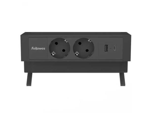Fellowes 100137182, 2 m, Sisätila, Tyyppi F, musta, 2 AC-pistorasia(a), 230 V