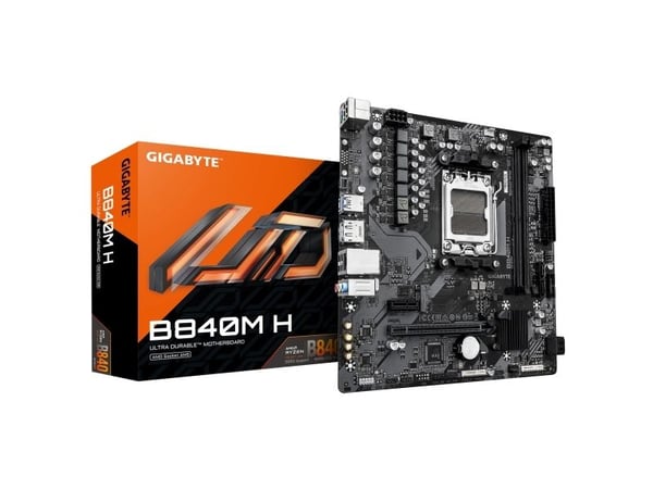 Gigabyte B840M H - Hovedkort - micro ATX - Socket AM5 - AMD B840 Chipset - USB 3.2 Gen 1 - Gigabit LAN - innbygd grafikk (CPU kreves) - HD-lyd (8-k...