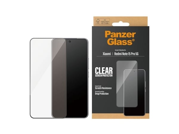 PanzerGlass ® Skjermbeskytter Xiaomi Redmi Note 15 Pro+ 5G | Ultra-Wide Fit, Xiaomi, Xiaomi - Redmi Note 15 Pro+ 5G, tørr påføring, ripebestandig, ...