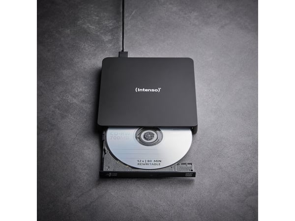 Intenso EOD 400D Slim - Platestasjon - DVD±RW (±R DL) / DVD-RAM - 8x/5x - USB 3.2 Gen 1 - ekstern - svart