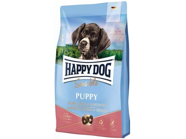 Happy Dog Sensible Puppy, Valp, Alla raser, Kyckling, Potatis, Lax, Ris, 4 kg