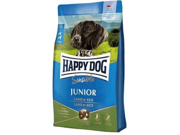 Happy Dog Sensible Junior, Junior, Alla raser, Lamm, Ris, Majs, Nötkött, 4 kg