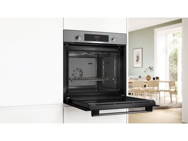 Bosch Serie | 4 HBA534BS3 - Ovn - innebygd - fordypning - bredde: 56 cm - dybde: 55 cm - høyde: 58.5 cm - med selvrens - Klasse A+ - rustfritt stål