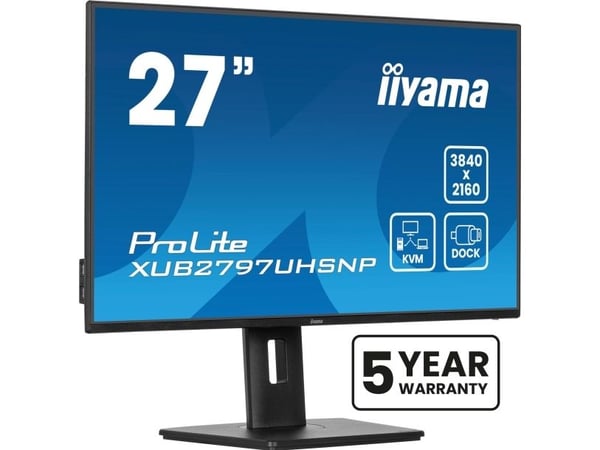 iiyama ProLite XUB2797UHSNP-B1 - LED-skjerm - 27" - 3840 x 2160 4K @ 60 Hz - IPS - 350 cd/m² - 1300:1 - 4 ms - HDMI, DisplayPort, USB-C - høyttaler...