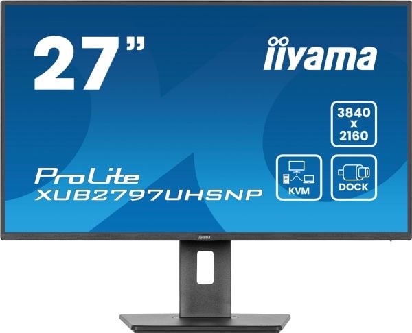 iiyama ProLite XUB2797UHSNP-B1 - LED-skjerm - 27" - 3840 x 2160 4K @ 60 Hz - IPS - 350 cd/m² - 1300:1 - 4 ms - HDMI, DisplayPort, USB-C - høyttaler...
