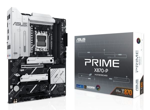 ASUS PRIME X870-P, AMD, Sokkel AM5, AMD Ryzen™ 3, AMD Ryzen™ 5, AMD Ryzen™ 7, AMD Ryzen 9 7th Gen, AMD Ryzen 9 8th Gen, AMD..., Sokkel AM5, DDR5-SD...