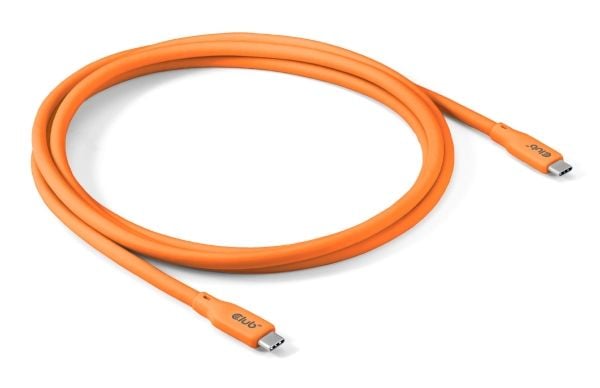 CLUB3D USB C -kaapeli oranssi, 2 m, USB C, USB C, USB4 Gen 2x2, oranssi, USB4 Gen 2x2, oranssi
