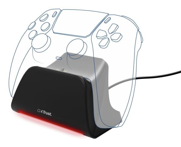 Trust GXT 255, PlayStation 5, Latausjalusta, musta, ABS, 1 m, A-tyypin USB:stä C-tyypin USB:hen