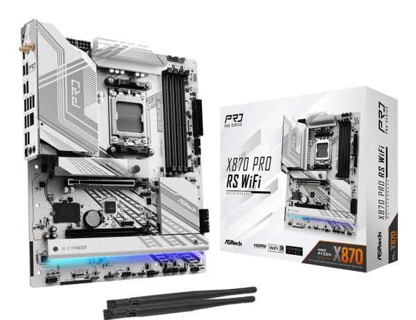 ASRock X870 Pro RS WiFi - Hovedkort - ATX - Socket AM5 - AMD X870 Chipset - USB4, USB 3.2 Gen 1, USB-C 3.2 Gen 2x2 - 2.5 Gigabit LAN, Wi-Fi 7, Blue...