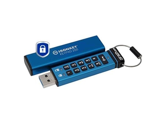 Kingston IronKey Keypad 200 - USB-flashstasjon - kryptert - FIPS 140-3 Level 3 - 512 GB - USB 3.2 Gen 1