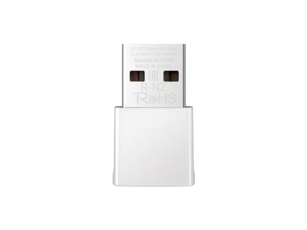 Mercusys MA30N, Koblet med ledninger (ikke trådløs), USB, WLAN, Wi-Fi 5 (802.11ac), 1300 Mbit/s, Hvit