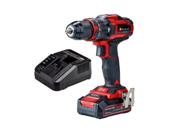 Einhell TE-CD 18/44 Li-i, Boremaskin med pistolgrep, Nøkkelløs, Børstet, Drill, Svart, Rød, 1,3 cm