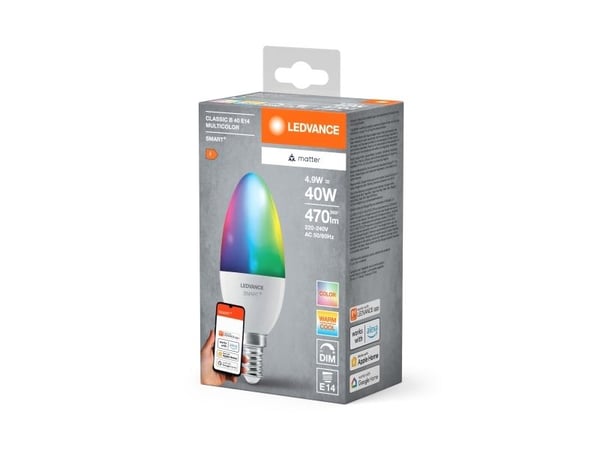 LEDVANCE SMART+ MATTER Monivärinen Classic B40 4.9W - E14 Älylamppu