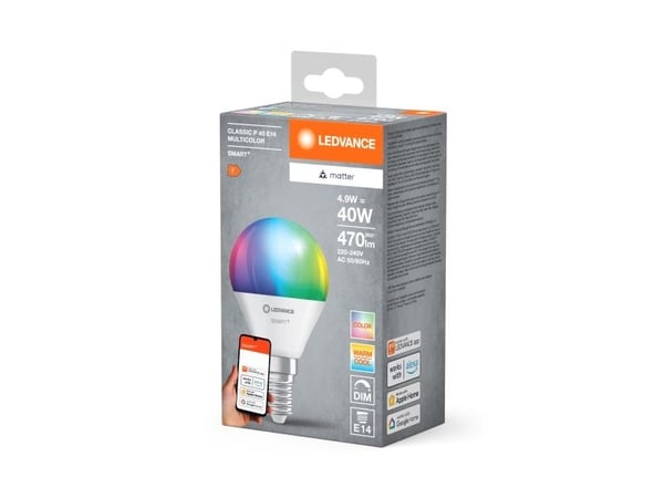 LEDVANCE SMART+ MATTER Multicolor Classic P40 4,9W - E14 Smart lampa