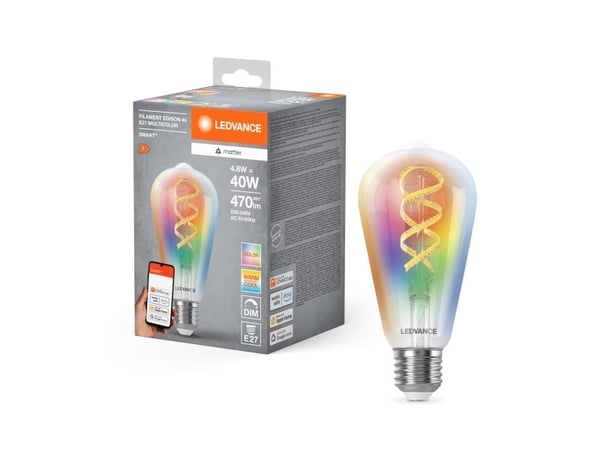 LEDVANCE SMART+ MATTER Filament Multicolor Classic E40 4,8W - E27 Smart glödlampa