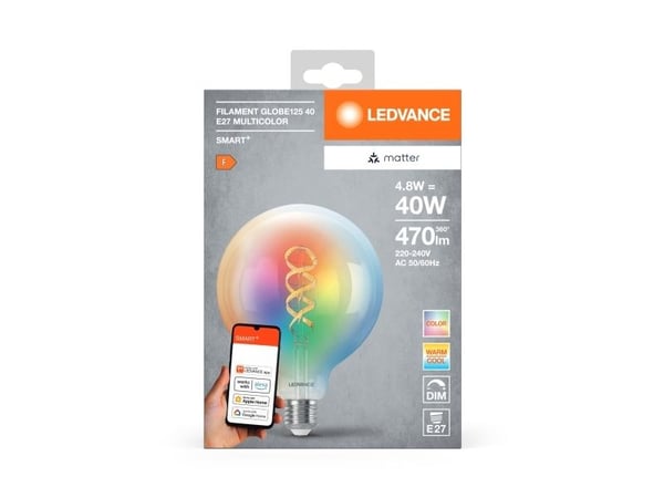 LEDVANCE SMART+ MATTER Filament Multicolor Classic 4.8W - E27 Smart pære