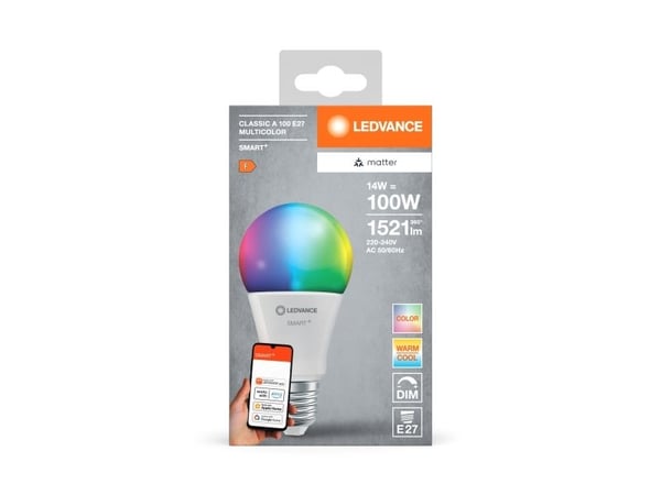 LEDVANCE SMART+ MATTER Monivärinen Classic A100 14W - E27 Älylamppu