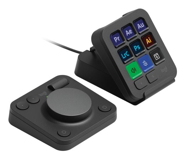 Logitech Master Series MX Creative Console - Tastatur- og dialsystemsett - bakgrunnsbelyst - USB-C - grafitt