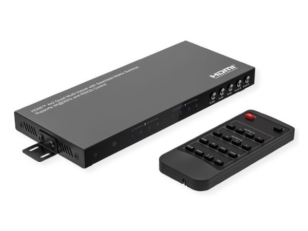 VALUE HDMI Matrix, 4x2, 4K30Hz, QUAD Multi-Viewer, sømløs svitsj