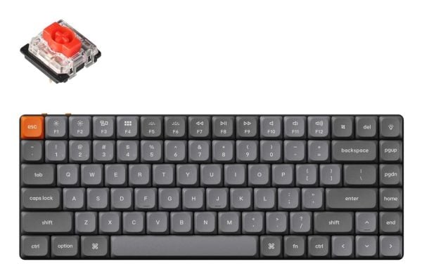 Keychron K3 Max, 75%, Trådløs, USB + RF Wireless + Bluetooth, Mekanisk nøkkelbryter, RGB LED, Grå