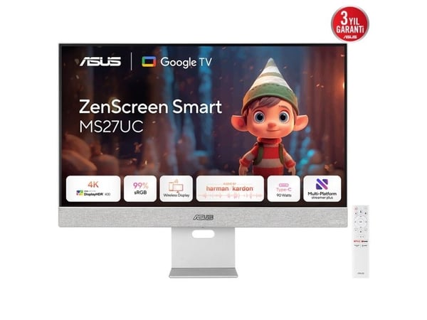 ASUS ZenScreen - LED-skjerm - 27" - 3840 x 2160 UHD @ 60 Hz - IPS - 400 cd/m² - 100000000:1 - DisplayHDR 400 - 5 ms - HDMI, DisplayPort, USB-C - hø...
