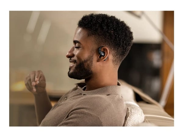 SHOKZ OpenFit 2 - True wireless-hodetelefoner med mikrofon - åpent øre - over-øret-montering - Bluetooth - svart