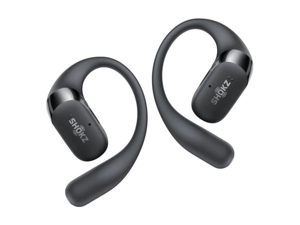 SHOKZ OpenFit 2 - True wireless-hodetelefoner med mikrofon - åpent øre - over-øret-montering - Bluetooth - svart