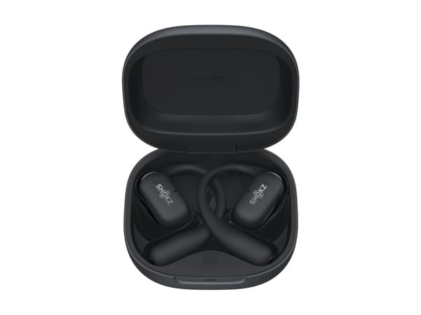 SHOKZ OpenFit 2 - True wireless-hodetelefoner med mikrofon - åpent øre - over-øret-montering - Bluetooth - svart