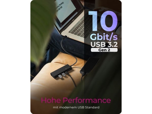 IB-HUB1436-CPD 4-ports USB 3.2 Gen 2 (svart)